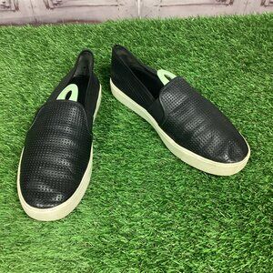 Vince Shoes Black Leather Sneakers Slip On Blair Perforated Loafer 8